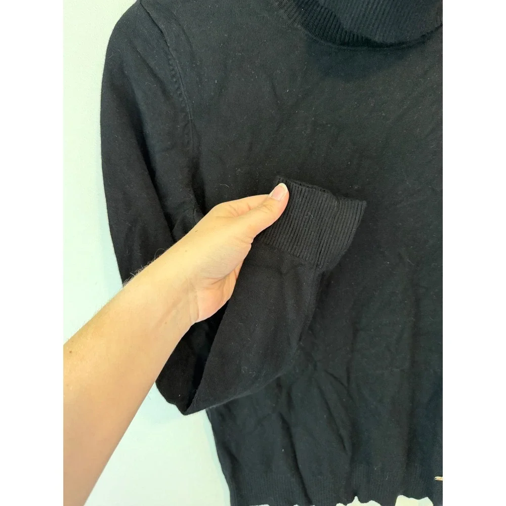 Calvin Klein Womens Black Turtleneck Rayon Blend Knit Sweater M9VS8092 Small